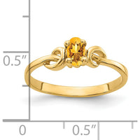 14K Yellow Gold 5x3mm Oval Citrine Ring - 0.20 Carat Total Gemstone Weight by Monteluci Fine Jewelry
