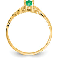 14K Yellow Gold 5x3mm Oval Emerald Ring - 0.25 Carat Total Emerald Weight by Monteluci Fine Jewelry