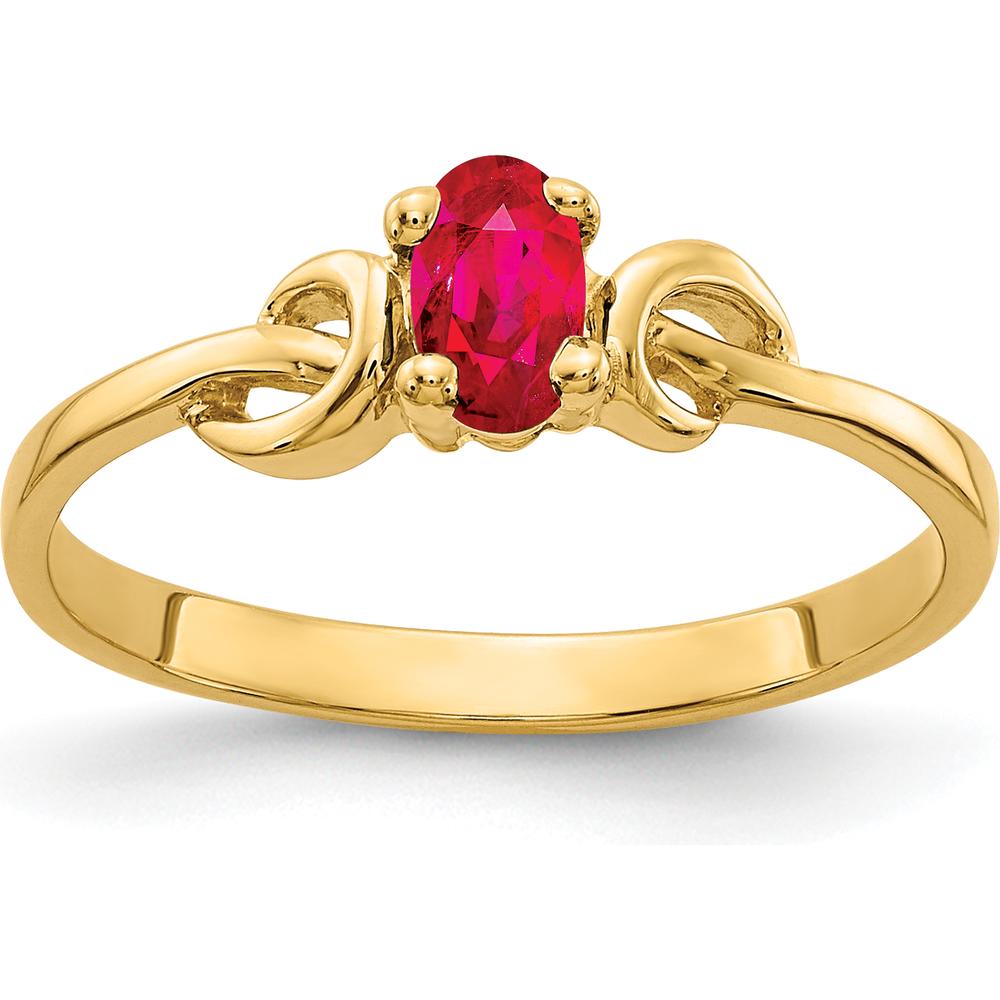 14K Yellow Gold 5x3mm Oval Ruby Ring - 0.32 Carat Total Ruby Weight by Monteluci Fine Jewelry