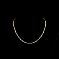 14K Yellow Gold 6.09 Carats Tennis Necklace with Bezel Set Round Lab Diamonds - 117 Stones, E-F Color, VS Clarity - Covaloro Fine Jewelry