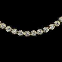 14K Yellow Gold 6.09 Carats Tennis Necklace with Bezel Set Round Lab Diamonds - 117 Stones, E-F Color, VS Clarity - Covaloro Fine Jewelry