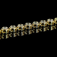 14K Yellow Gold 6.09 Carats Tennis Necklace with Bezel Set Round Lab Diamonds - 117 Stones, E-F Color, VS Clarity - Covaloro Fine Jewelry