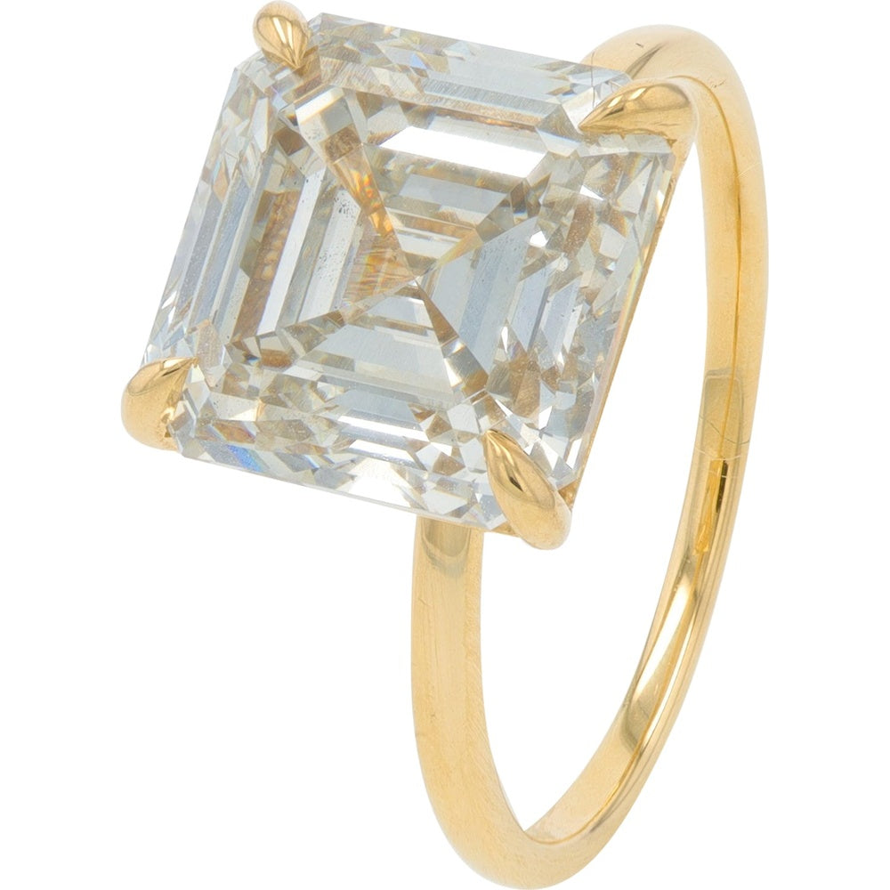 14K Yellow Gold 6.25 Carat Lab Grown Diamond Solitaire Ring with Classic Four-Prong Setting