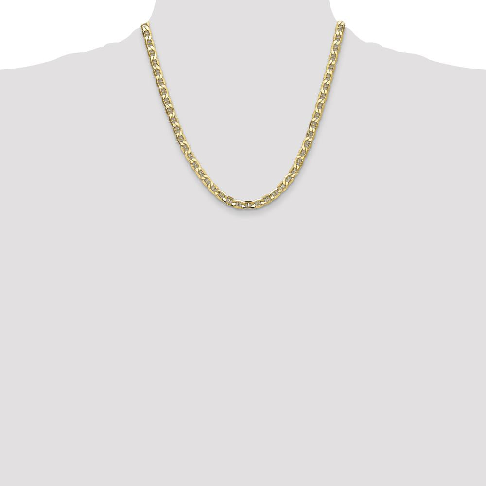 14K Yellow Gold 6.25mm Semi-Solid Anchor Chain - 20 Inches by Oro Pregiato