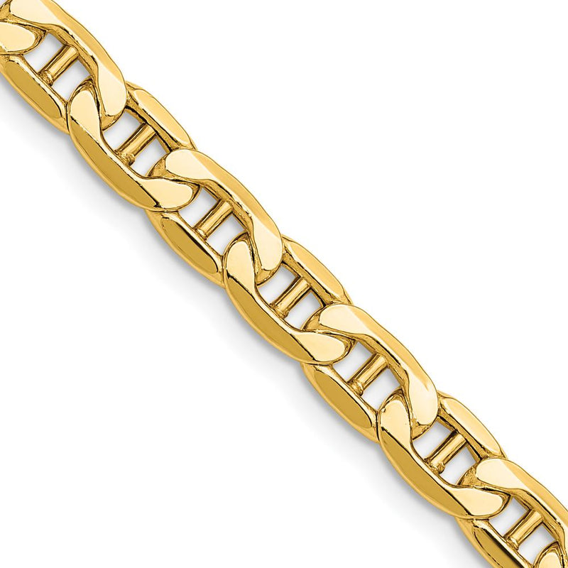 14K Yellow Gold 6.25mm Semi-Solid Anchor Chain Necklace - 18 Inches by Oro Pregiato