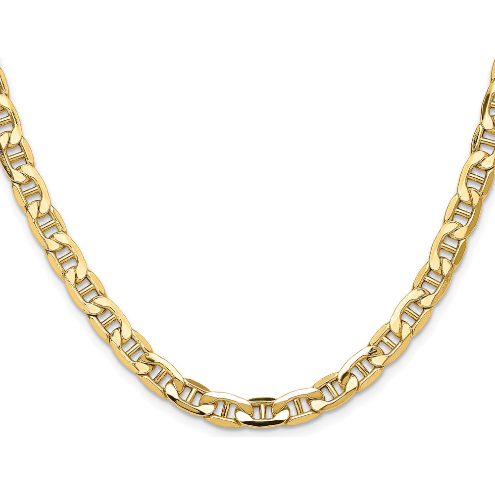 14K Yellow Gold 6.25mm Semi-Solid Anchor Chain Necklace - 18 Inches by Oro Pregiato