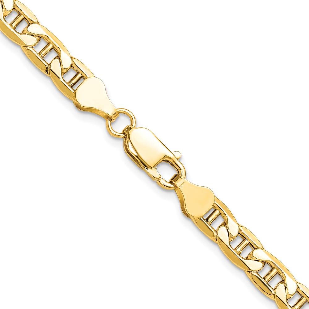 14K Yellow Gold 6.25mm Semi-Solid Anchor Chain Necklace - 18 Inches by Oro Pregiato