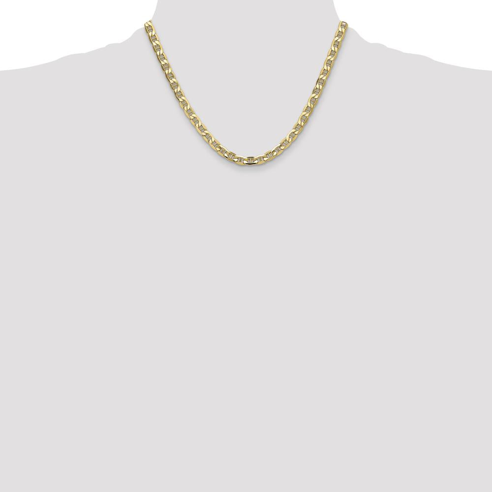 14K Yellow Gold 6.25mm Semi-Solid Anchor Chain Necklace - 18 Inches by Oro Pregiato