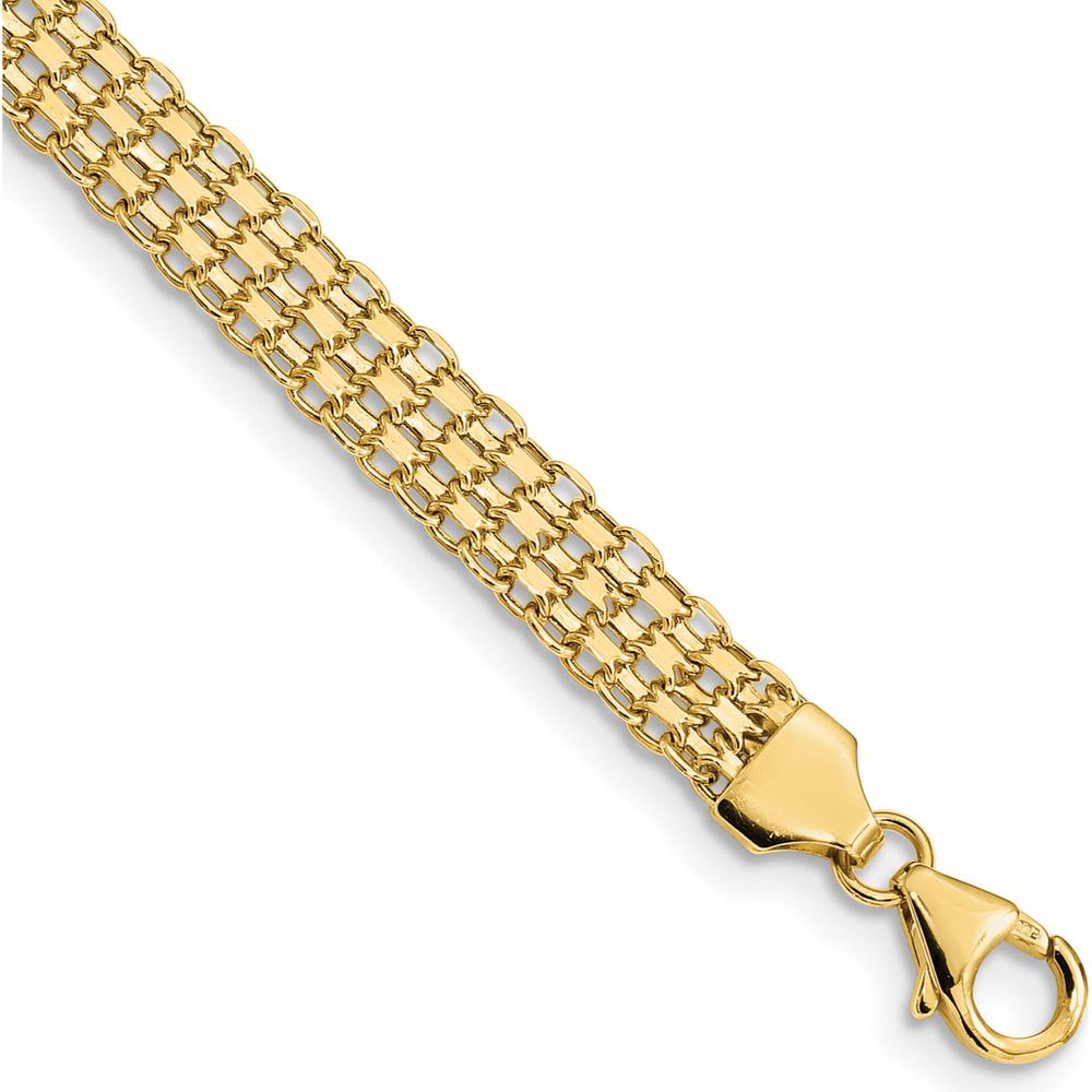 14K Yellow Gold 6.2mm Fancy Bismark Link Bracelet - 7.5" Length by 0