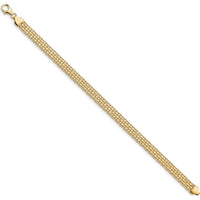 14K Yellow Gold 6.2mm Fancy Bismark Link Bracelet - 7.5" Length by 0