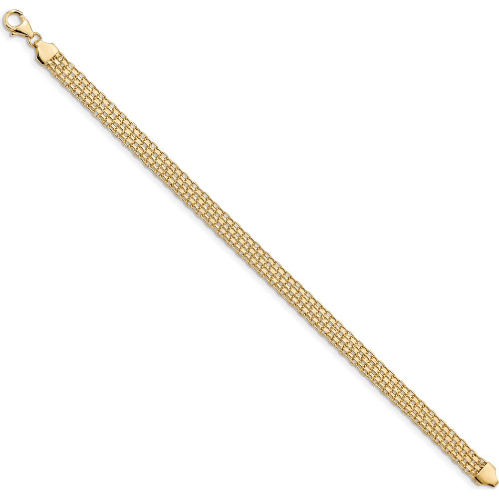 14K Yellow Gold 6.2mm Fancy Bismark Link Bracelet - 7.5" Length by 0