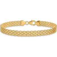 14K Yellow Gold 6.2mm Fancy Bismark Link Bracelet - 7.5" Length by 0