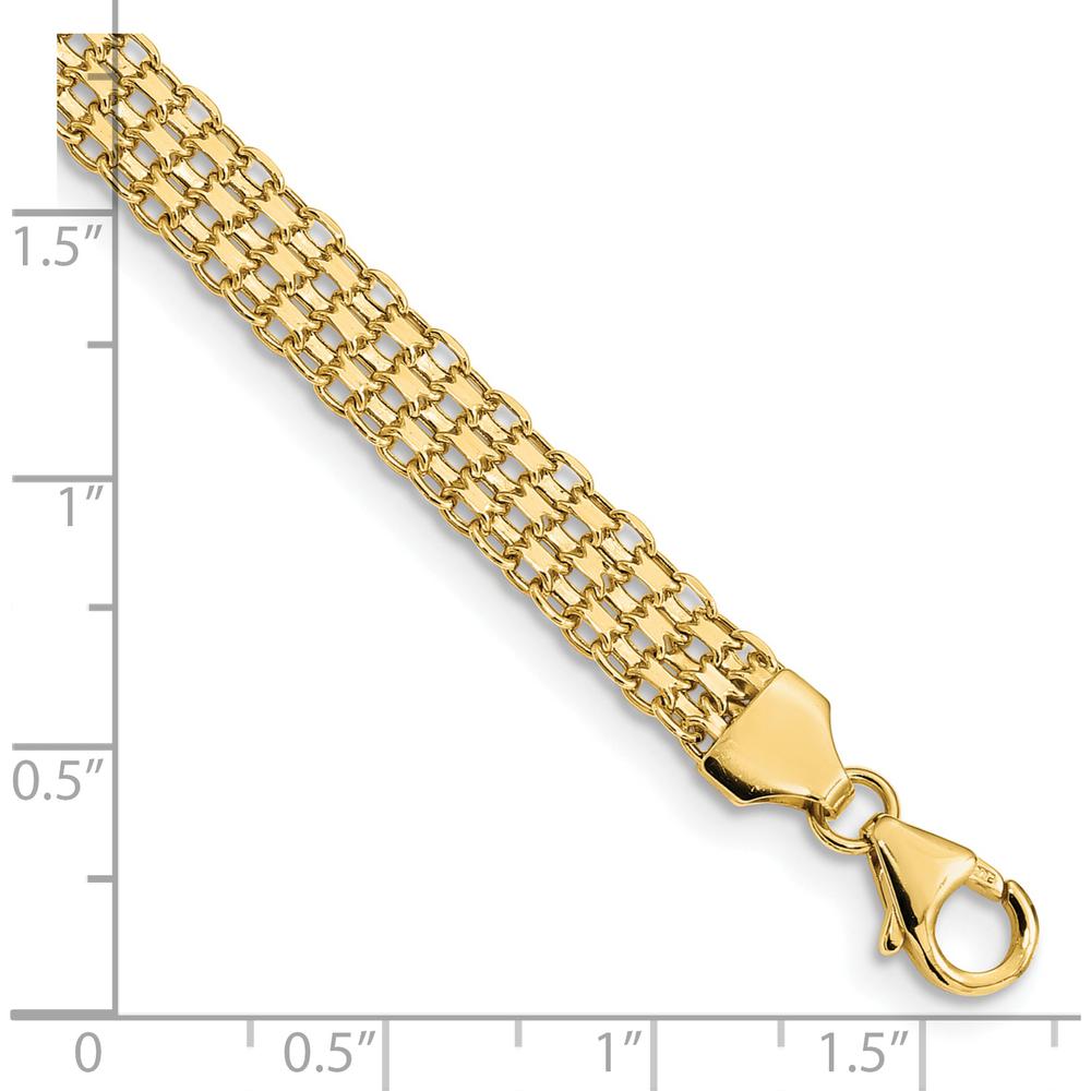 14K Yellow Gold 6.2mm Fancy Bismark Link Bracelet - 7.5" Length by 0