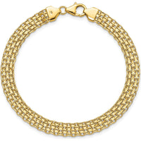 14K Yellow Gold 6.2mm Fancy Bismark Link Bracelet - 7.5" Length by 0