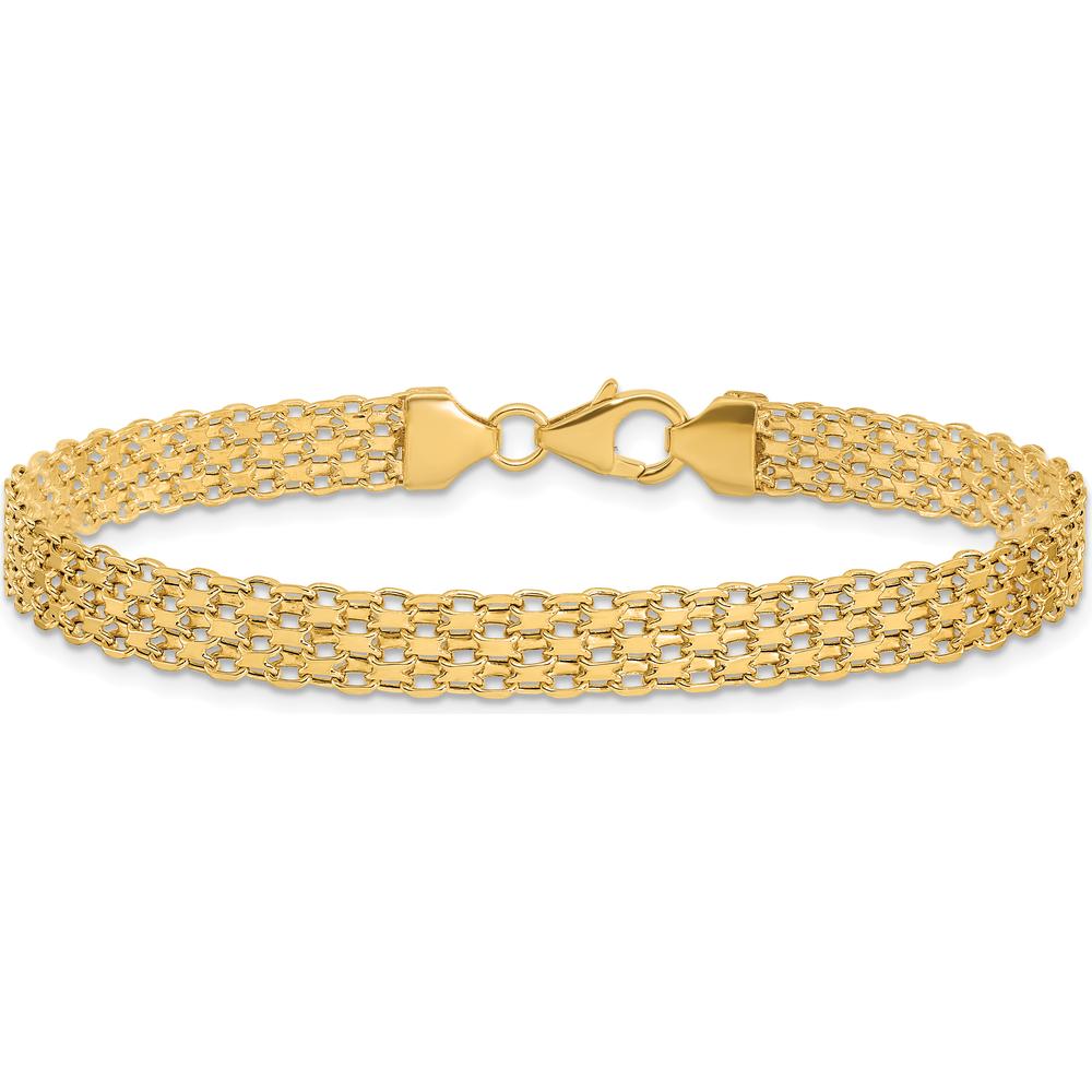 14K Yellow Gold 6.2mm Fancy Bismark Link Bracelet - 8.25" Length by 0