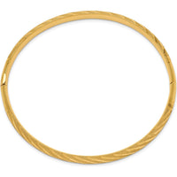 14K Yellow Gold 6.2mm Polished Diamond-Cut Twisted Hinged Oval Bangle Bracelet by Oro Pregiato