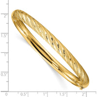 14K Yellow Gold 6.2mm Polished Diamond-Cut Twisted Hinged Oval Bangle Bracelet by Oro Pregiato