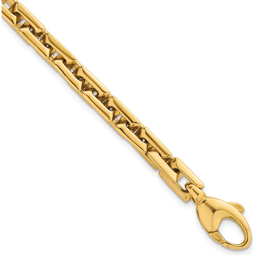 14K Yellow Gold 6.2mm Polished Fancy Square Link Bracelet - 7.25" Length by 0