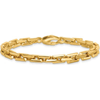14K Yellow Gold 6.2mm Polished Fancy Square Link Bracelet - 7.25" Length by 0