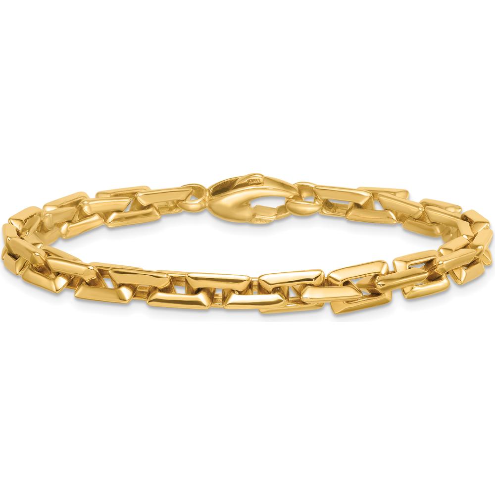 14K Yellow Gold 6.2mm Polished Fancy Square Link Bracelet - 7.25" Length by 0