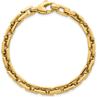 14K Yellow Gold 6.2mm Polished Fancy Square Link Bracelet - 7.25" Length by 0