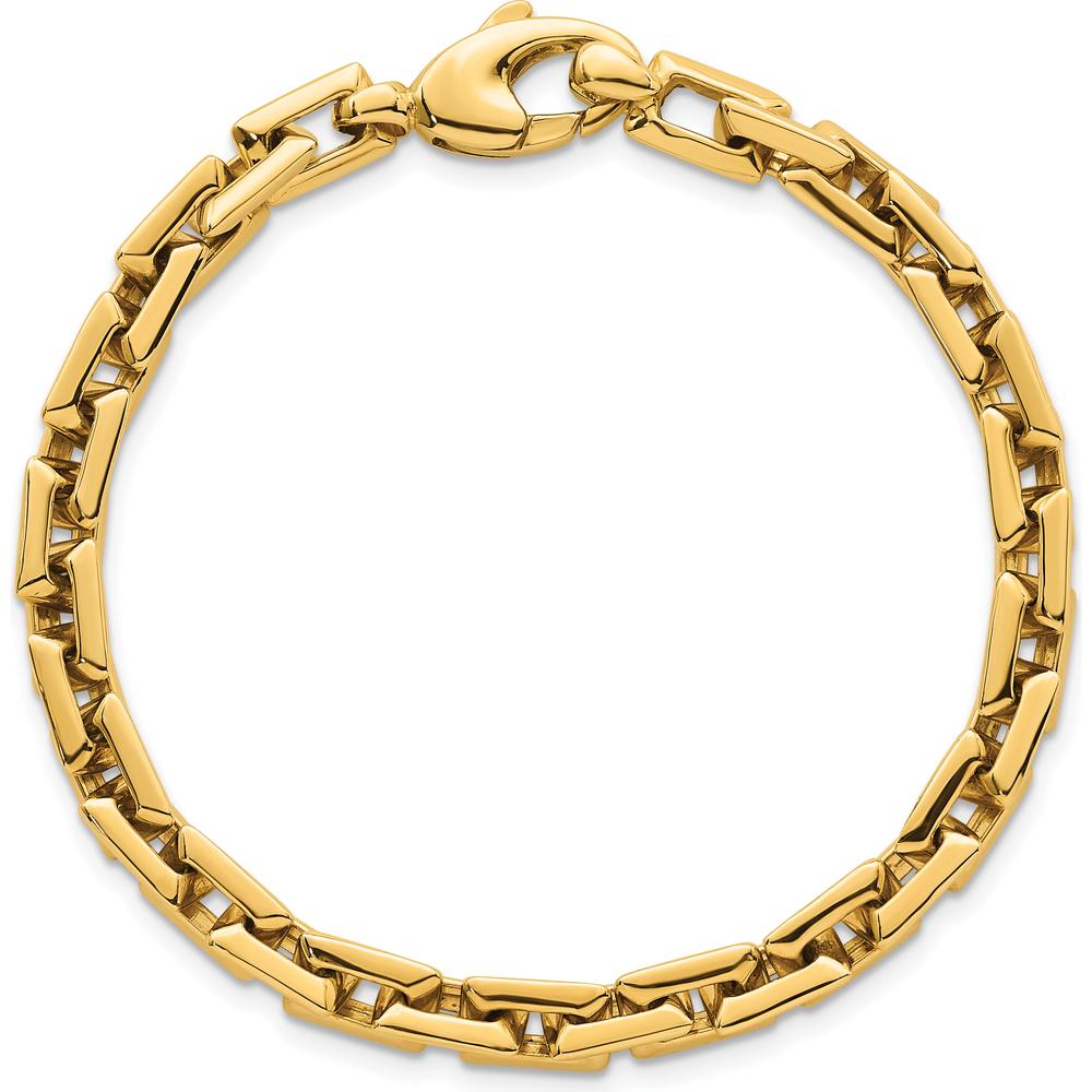 14K Yellow Gold 6.2mm Polished Fancy Square Link Bracelet - 7.25" Length by 0