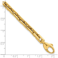 14K Yellow Gold 6.2mm Polished Fancy Square Link Bracelet - 7.25" Length by 0