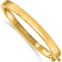 14K Yellow Gold 6.3mm Polished Solid Hinged Oval Bangle Bracelet by Oro Pregiato