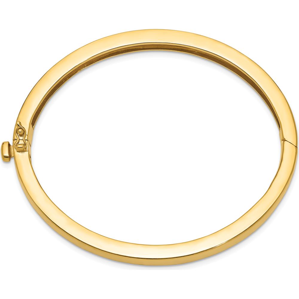 14K Yellow Gold 6.3mm Polished Solid Hinged Oval Bangle Bracelet by Oro Pregiato
