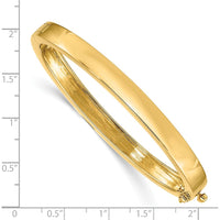 14K Yellow Gold 6.3mm Polished Solid Hinged Oval Bangle Bracelet by Oro Pregiato