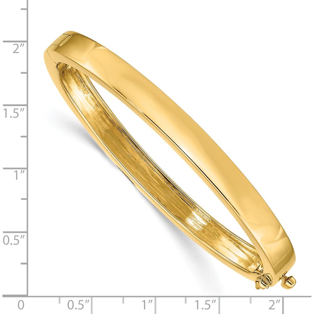 14K Yellow Gold 6.3mm Polished Solid Hinged Oval Bangle Bracelet by Oro Pregiato