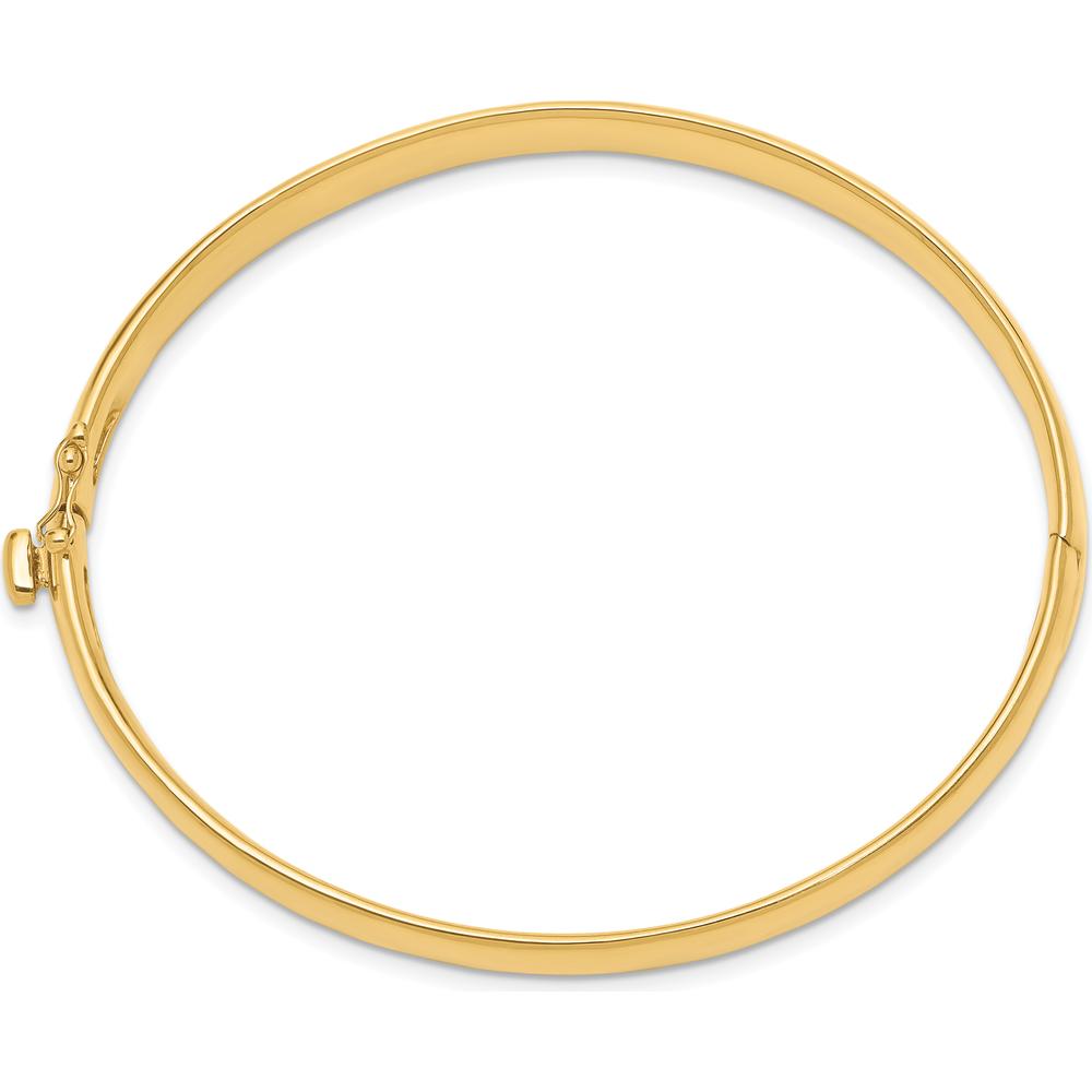 14K Yellow Gold 6.4mm Polished Solid Hinged Oval Bangle Bracelet by Oro Pregiato