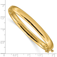 14K Yellow Gold 6.4mm Polished Solid Hinged Oval Bangle Bracelet by Oro Pregiato