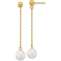 14K Yellow Gold 6.5-7mm White Akoya Cultured Pearl Drop Earrings by Monteluci Fine Jewelry