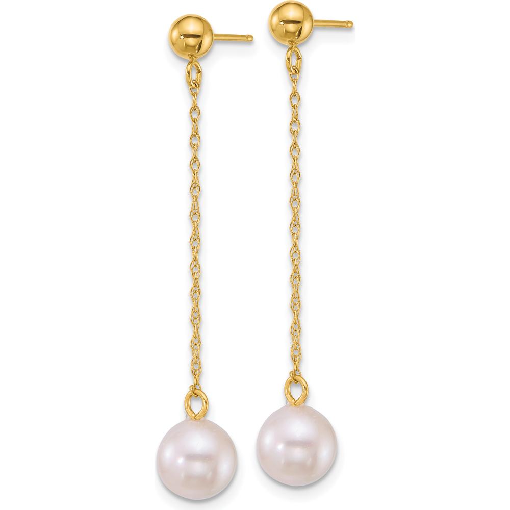 14K Yellow Gold 6.5-7mm White Akoya Cultured Pearl Drop Earrings by Monteluci Fine Jewelry