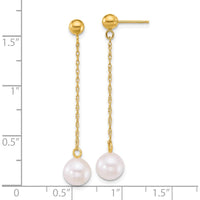 14K Yellow Gold 6.5-7mm White Akoya Cultured Pearl Drop Earrings by Monteluci Fine Jewelry