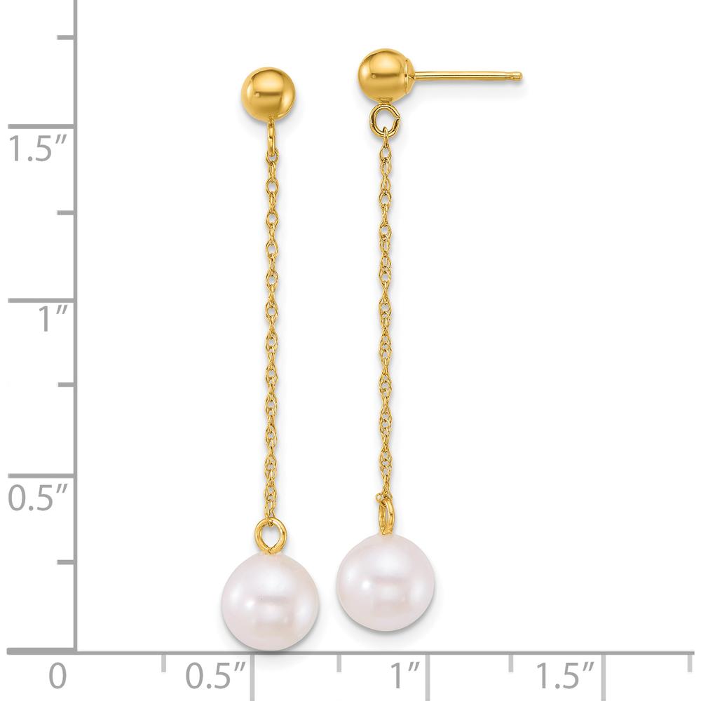 14K Yellow Gold 6.5-7mm White Akoya Cultured Pearl Drop Earrings by Monteluci Fine Jewelry