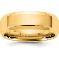 14K Yellow Gold 6.5mm Bevel Edge Comfort Fit Wedding Band - Unisex, Polished Finish by Luciano & Cie