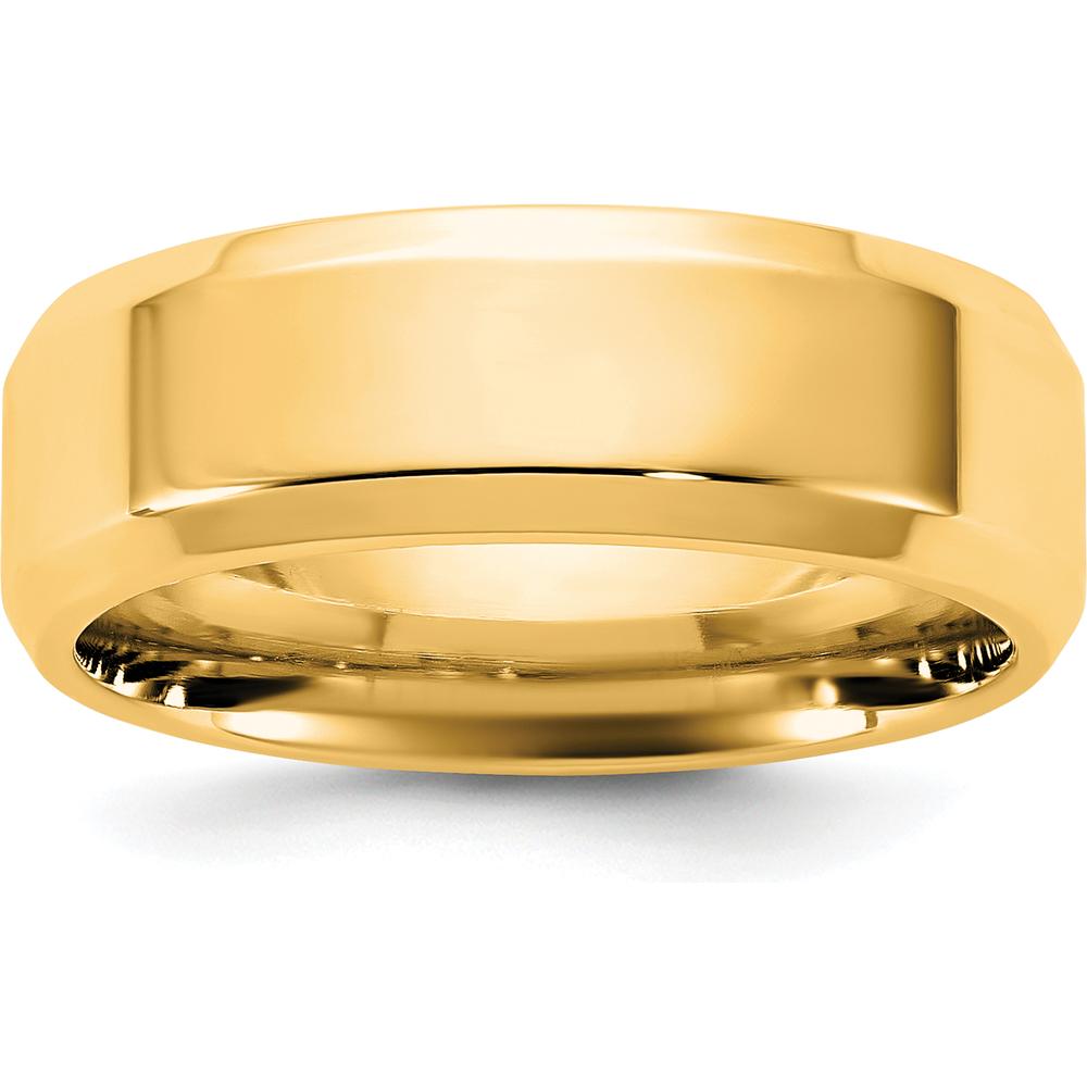 14K Yellow Gold 6.5mm Bevel Edge Comfort Fit Wedding Band - Unisex, Polished Finish by Luciano & Cie