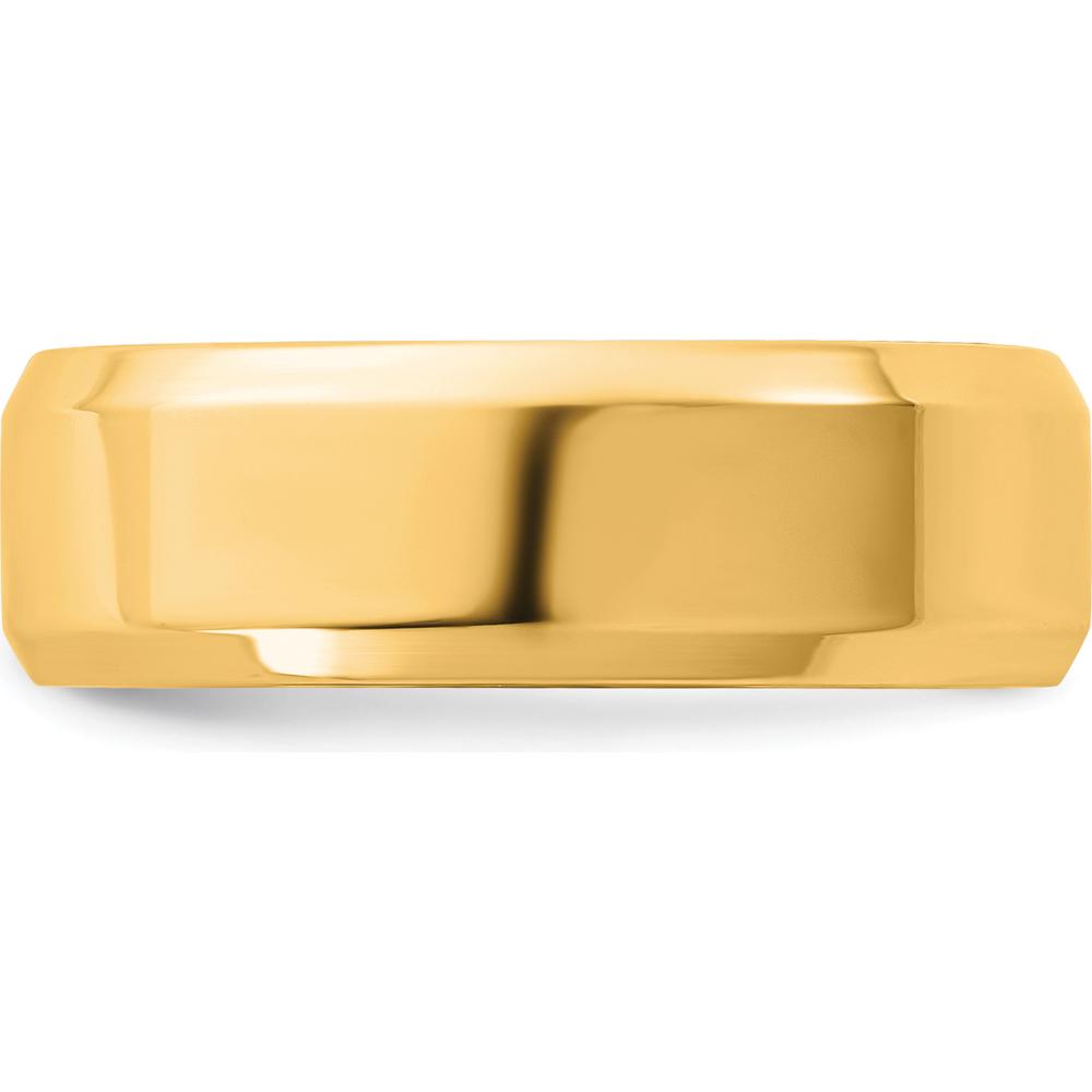 14K Yellow Gold 6.5mm Bevel Edge Comfort Fit Wedding Band - Unisex, Polished Finish by Luciano & Cie