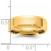 14K Yellow Gold 6.5mm Bevel Edge Comfort Fit Wedding Band - Unisex, Polished Finish by Luciano & Cie