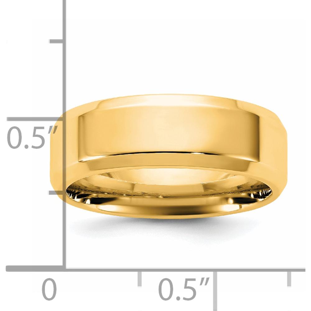 14K Yellow Gold 6.5mm Bevel Edge Comfort Fit Wedding Band - Unisex, Polished Finish by Luciano & Cie