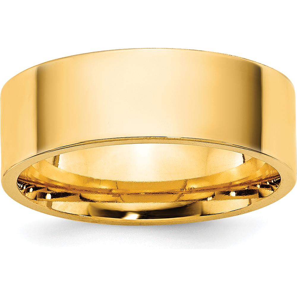 14K Yellow Gold 6.5mm Comfort Fit Flat Wedding Band - Solid Yellow Gold Unisex Ring by Luciano & Cie