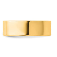 14K Yellow Gold 6.5mm Comfort Fit Flat Wedding Band - Solid Yellow Gold Unisex Ring by Luciano & Cie