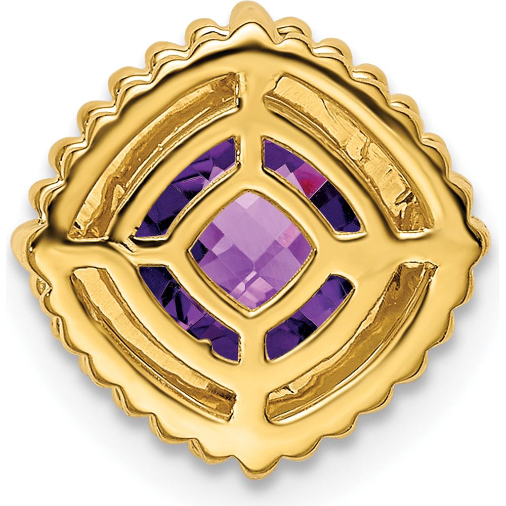 14K Yellow Gold 6.5mm Cushion Cut Amethyst Beaded Edge Pendant - 1.1 Carat Total Amethyst Weight by Lumare Gioia