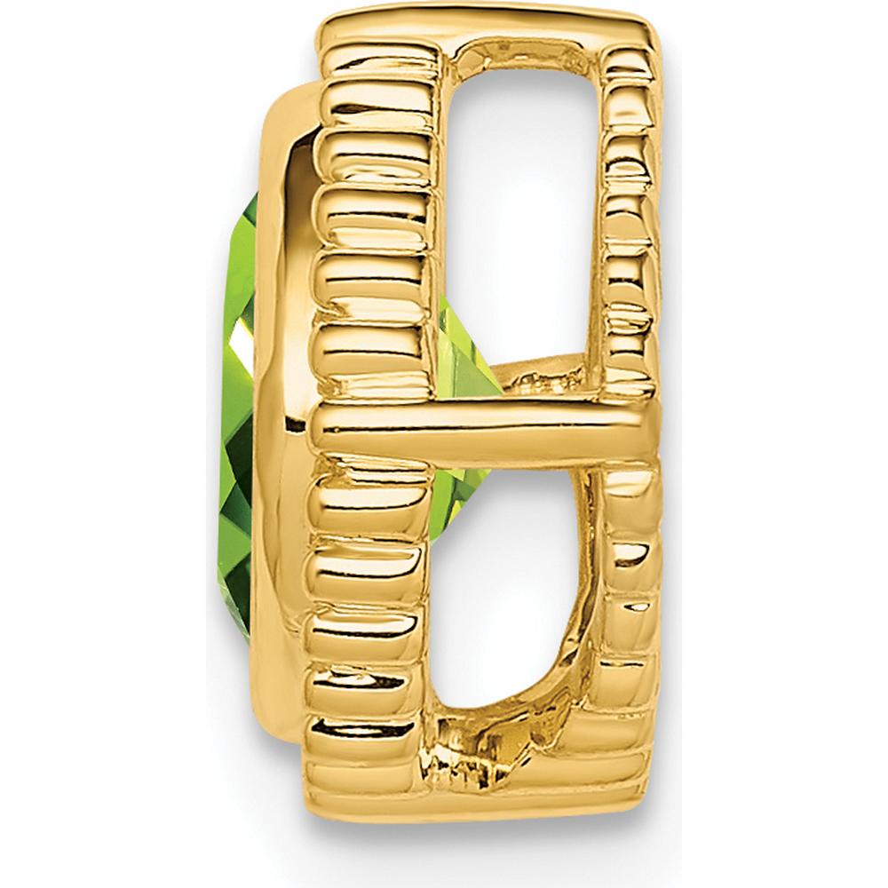 14K Yellow Gold 6.5mm Cushion Cut Peridot Beaded Edge Pendant - 1.2 Carat Total Gemstone Weight by Lumare Gioia