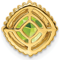 14K Yellow Gold 6.5mm Cushion Cut Peridot Beaded Edge Pendant - 1.2 Carat Total Gemstone Weight by Lumare Gioia