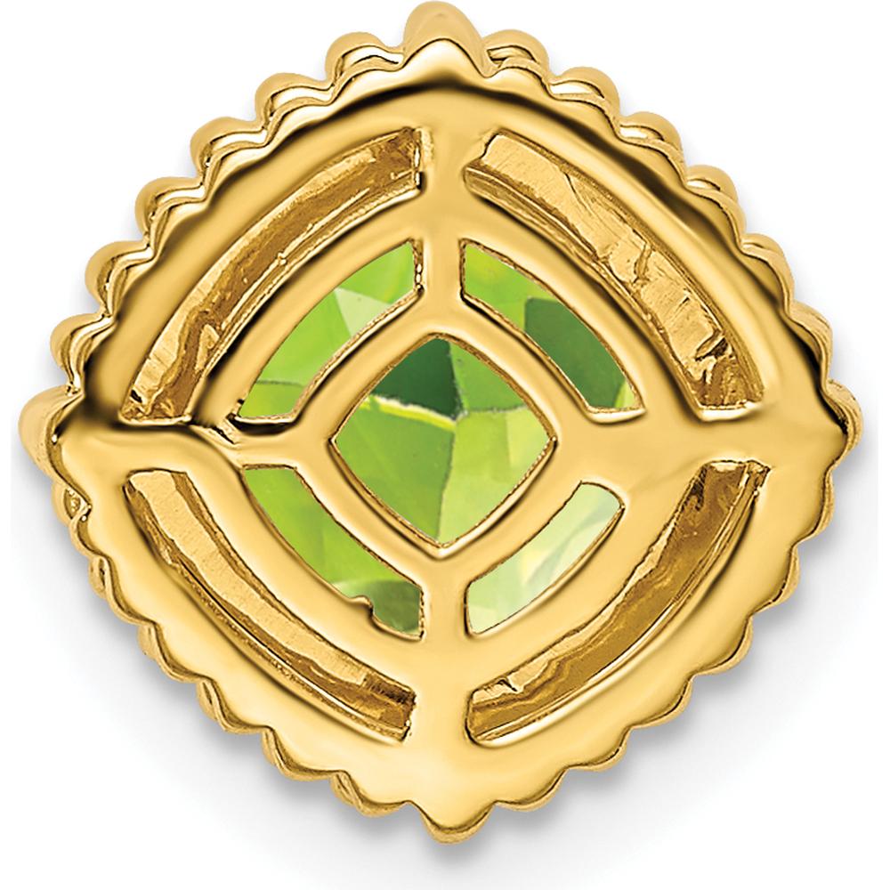 14K Yellow Gold 6.5mm Cushion Cut Peridot Beaded Edge Pendant - 1.2 Carat Total Gemstone Weight by Lumare Gioia