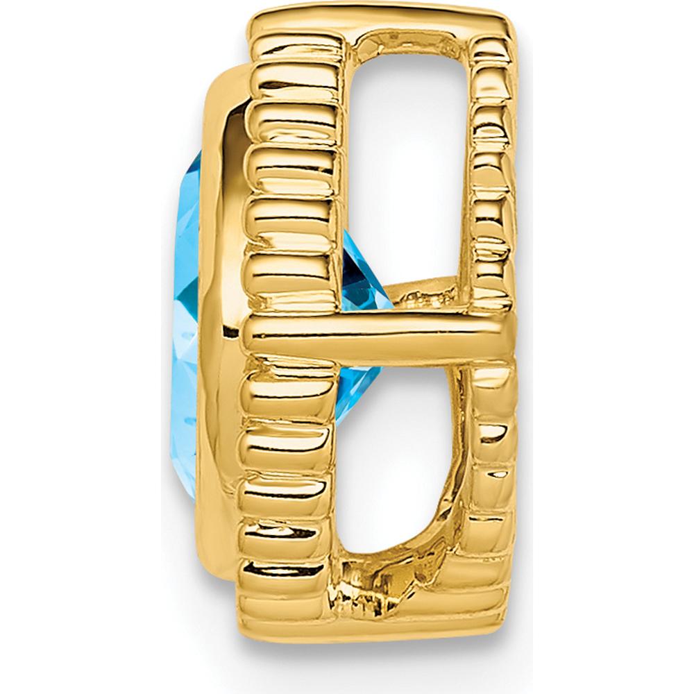 14K Yellow Gold 6.5mm Cushion Swiss Blue Topaz Beaded Edge Pendant - 1.35 Carat Total Blue Topaz Weight by Lumare Gioia