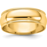 14K Yellow Gold 6.5mm Domed Milgrain Wedding Band - Polished Finish by Luciano & Cie